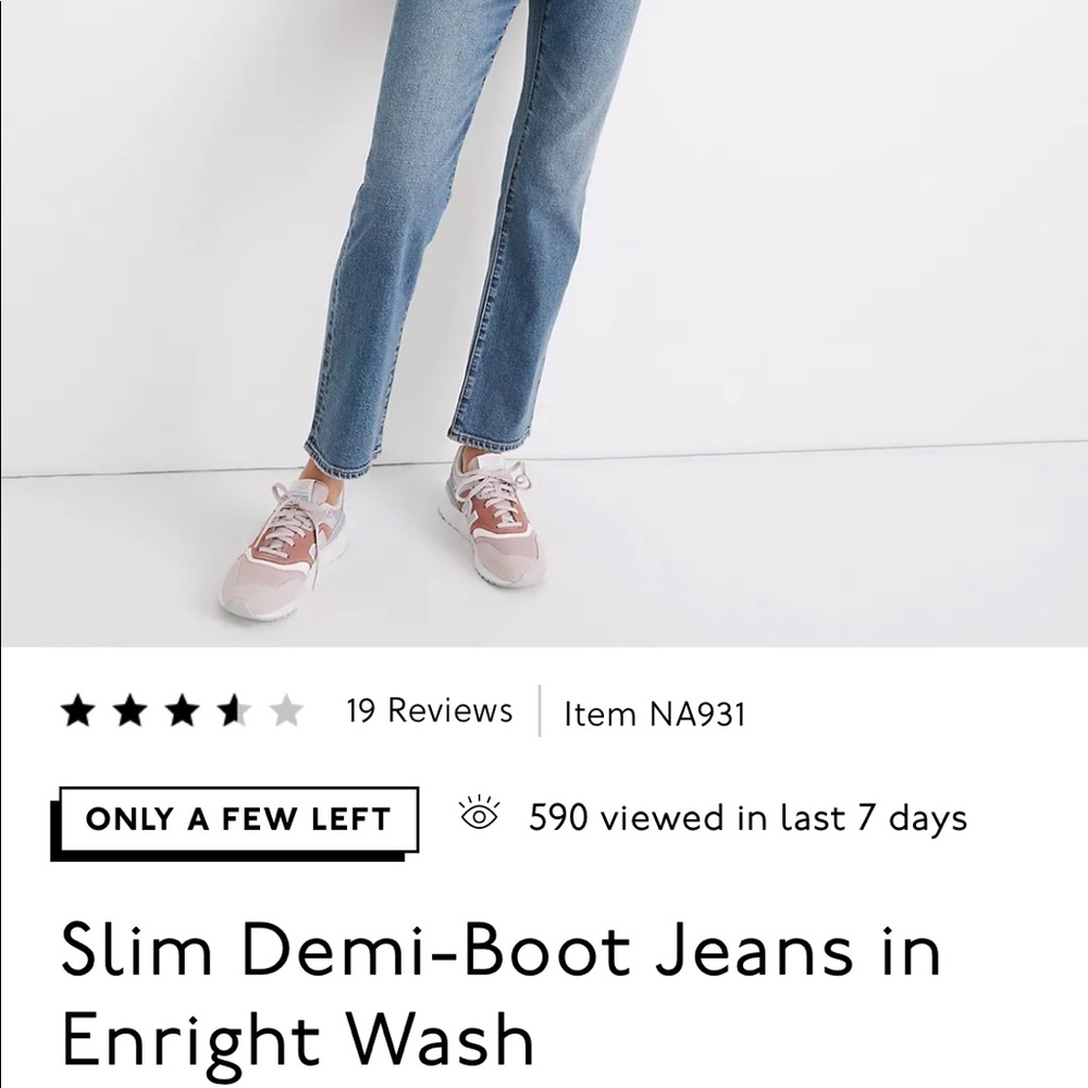 Madewell Slim Demi-Boot Jeans in Enright Wash